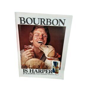 1974 Vintage I.W. Harper Bourbon Print Ad Man with Dog Puppies Whiskey Liquor